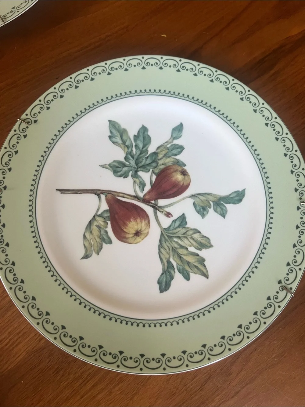 Botanical Fruit Decorative Dessert Plates - Mint Green Rim (Set of 4)